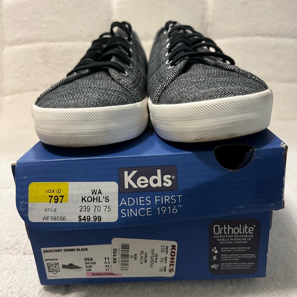 Keds. Gently used. Worn once. Size 11. Bought from Kohl’s.